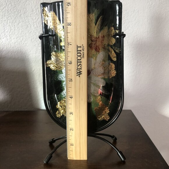 Jasmine Art Fused Glass Floral U Vase — Elegant Pocket Vase Flower Centerpiece - Picture 2 of 6